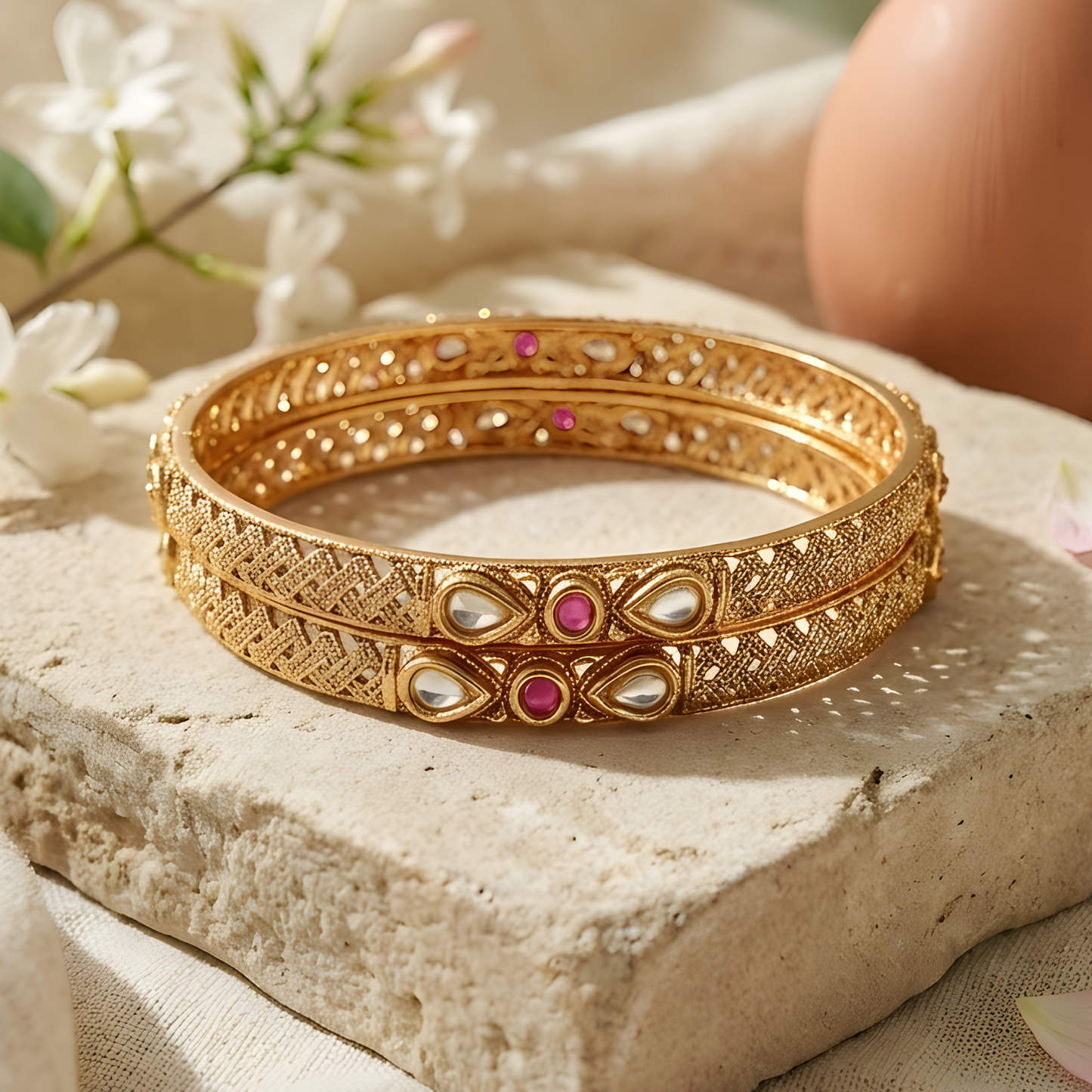 Kundan Polki Filigree Bangles