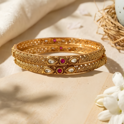 Kundan Polki Filigree Bangles