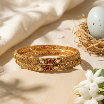 Kundan Polki Filigree Bangles