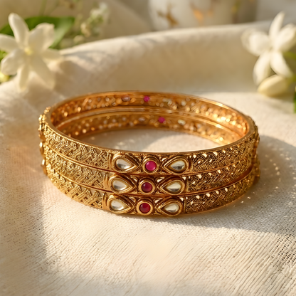 Kundan Polki Filigree Bangles