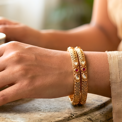 Kundan Polki Filigree Bangles