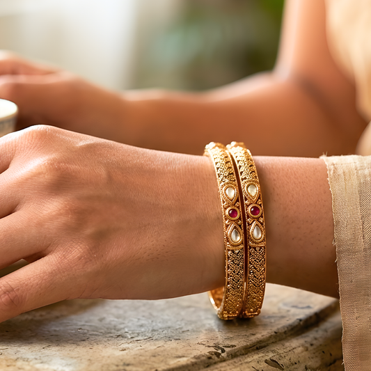 Kundan Polki Filigree Bangles