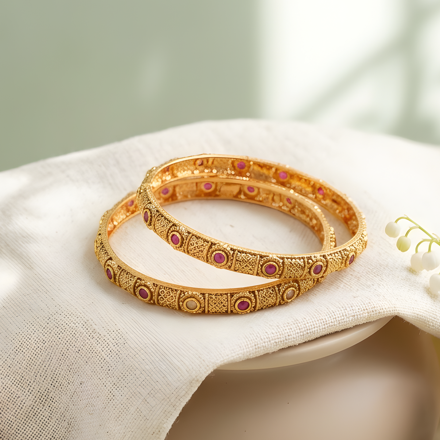 Filigree Design Gold Plated Bangles