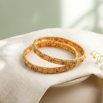 Filigree Design Gold Plated Bangles
