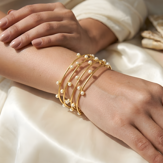 Pearl Multi-Wire Cuff Bangle
