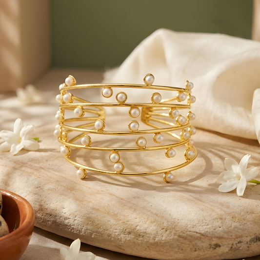 Pearl Multi-Wire Cuff Bangle
