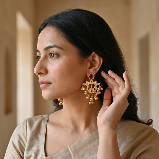 Chandbali Ghungroo Drop Earrings