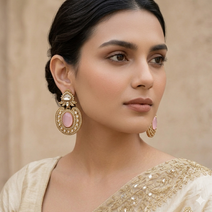 Oval Halo Statement Earrings