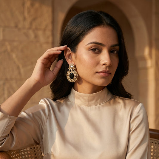 Oval Halo Statement Earrings