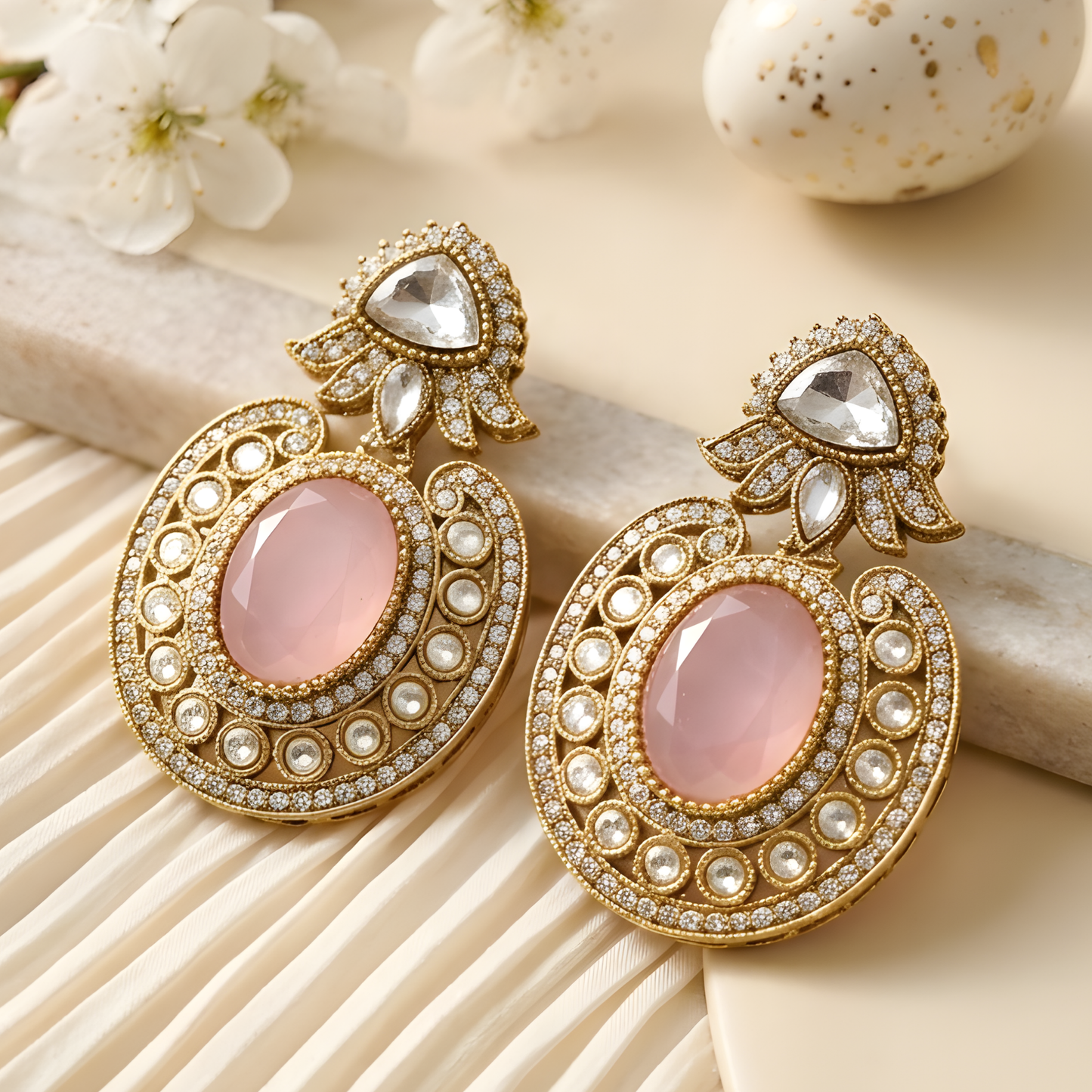Oval Halo Statement Earrings