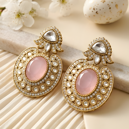 Oval Halo Statement Earrings