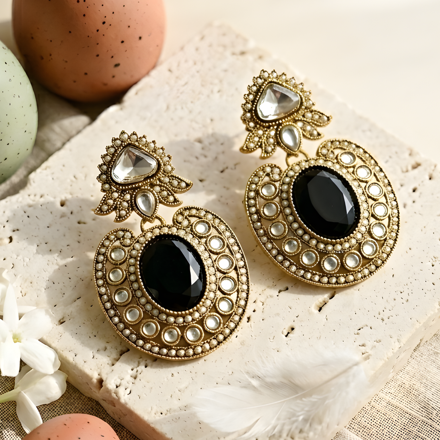 Oval Halo Statement Earrings