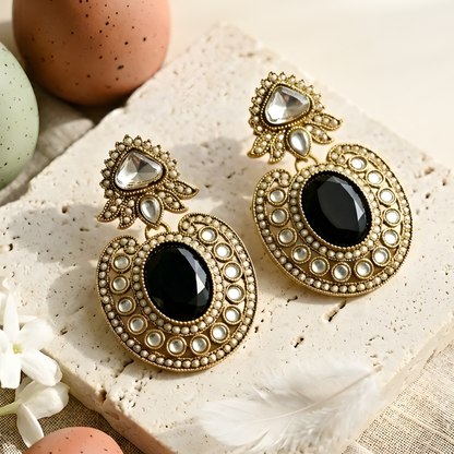Oval Halo Statement Earrings
