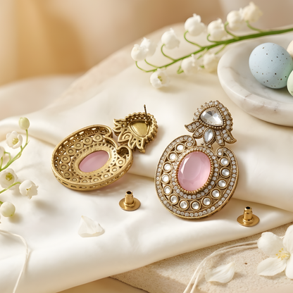 Oval Halo Statement Earrings
