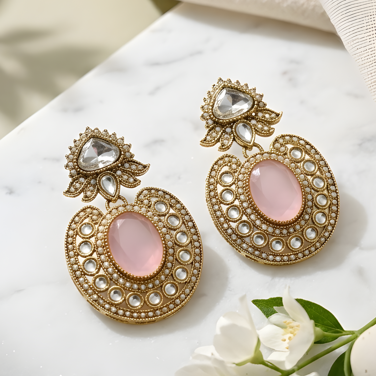 Oval Halo Statement Earrings