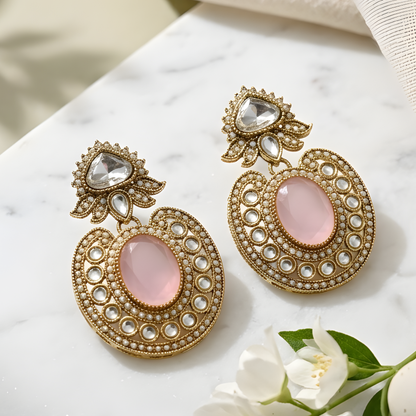 Oval Halo Statement Earrings
