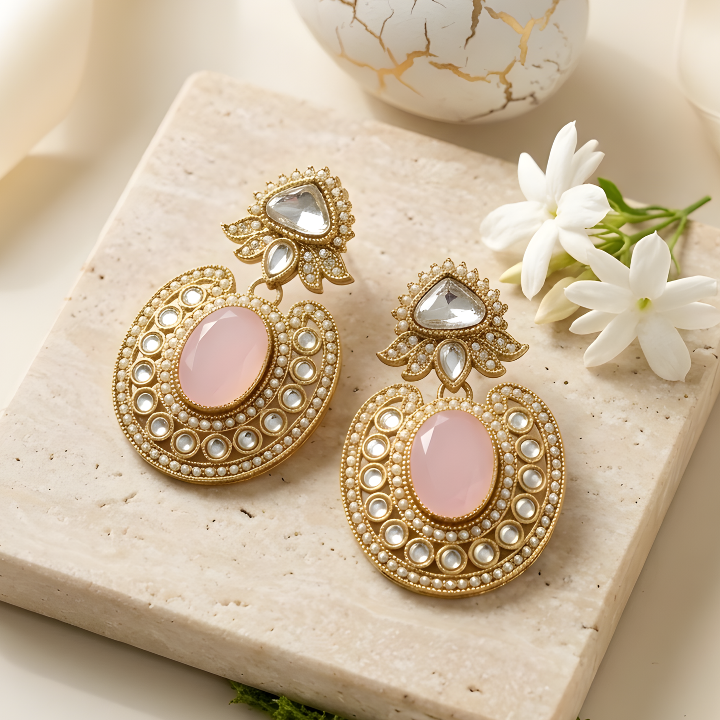 Oval Halo Statement Earrings