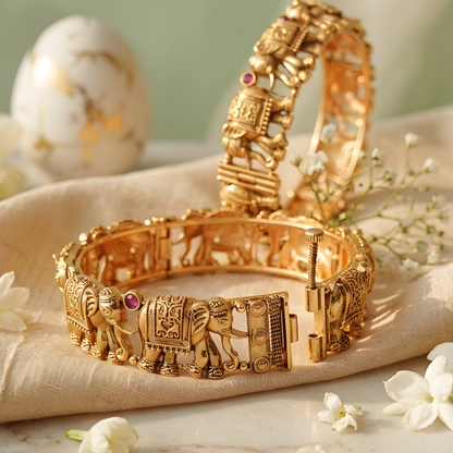Elephant Motif Bangle Set of 2