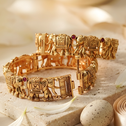 Elephant Motif Bangle Set of 2