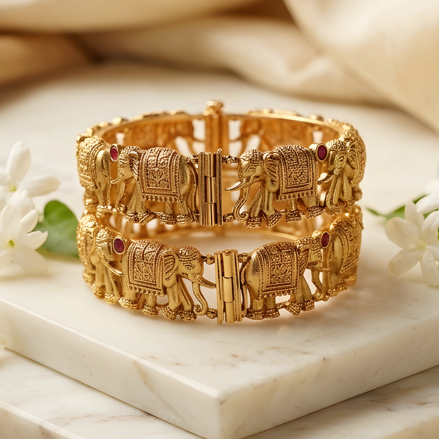 Elephant Motif Bangle Set of 2