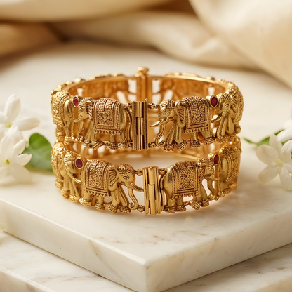 Elephant Motif Bangle Set of 2