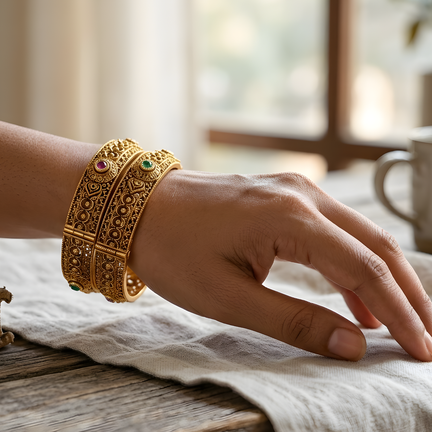 Kundan Filigree Openable Bangles