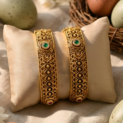 Kundan Filigree Openable Bangles
