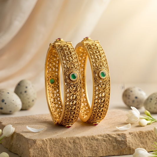 Kundan Filigree Openable Bangles