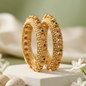 Pearl-Encrusted Filigree Gold Bangles