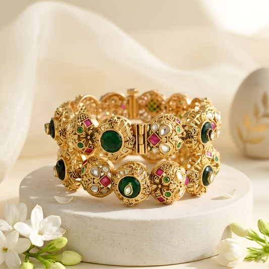 Traditional Gold Plated Kundan Bangles