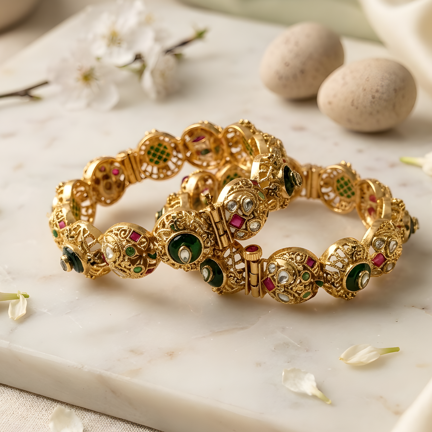 Traditional Gold Plated Kundan Bangles