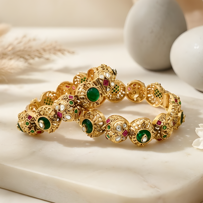 Traditional Gold Plated Kundan Bangles