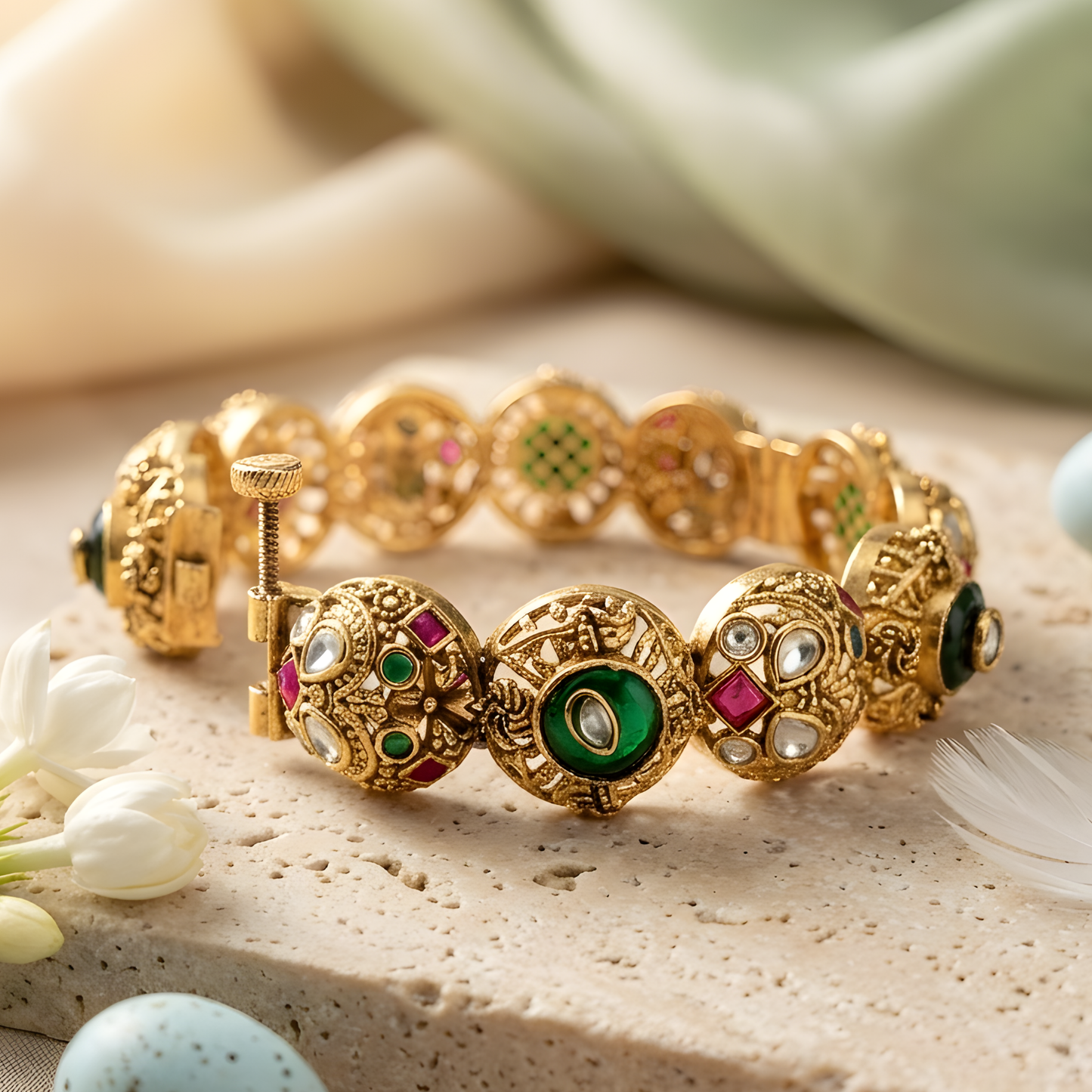 Traditional Gold Plated Kundan Bangles