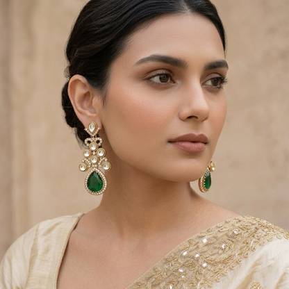 Emerald Teardrop Chandelier Earrings