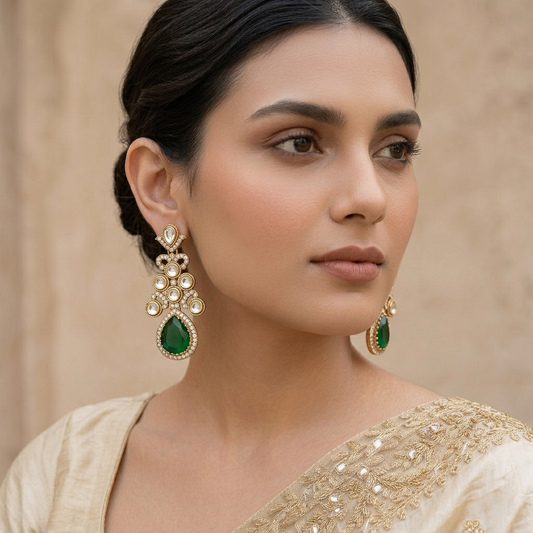 Emerald Teardrop Chandelier Earrings