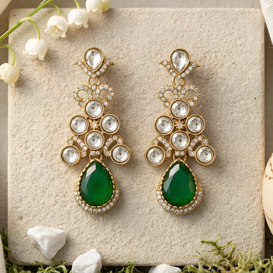 Emerald Teardrop Chandelier Earrings