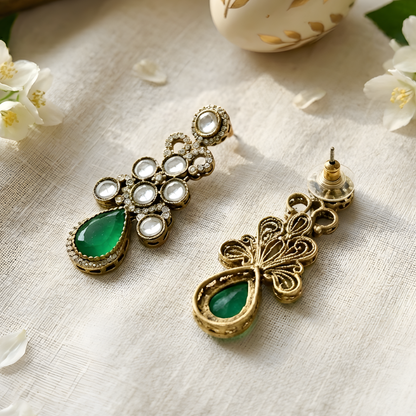 Emerald Teardrop Chandelier Earrings