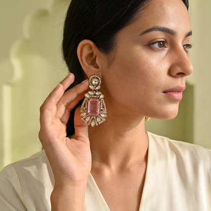 Rose Quartz Statement Earrings