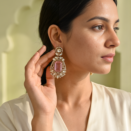 Rose Quartz Statement Earrings