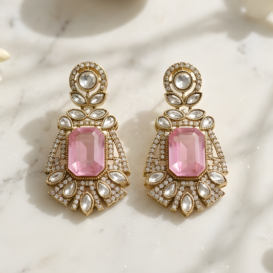 Rose Quartz Statement Earrings