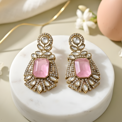 Rose Quartz Statement Earrings