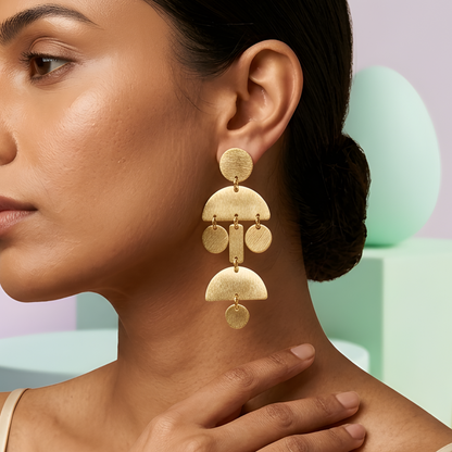 Love Brushed Gold Geometric Earrings