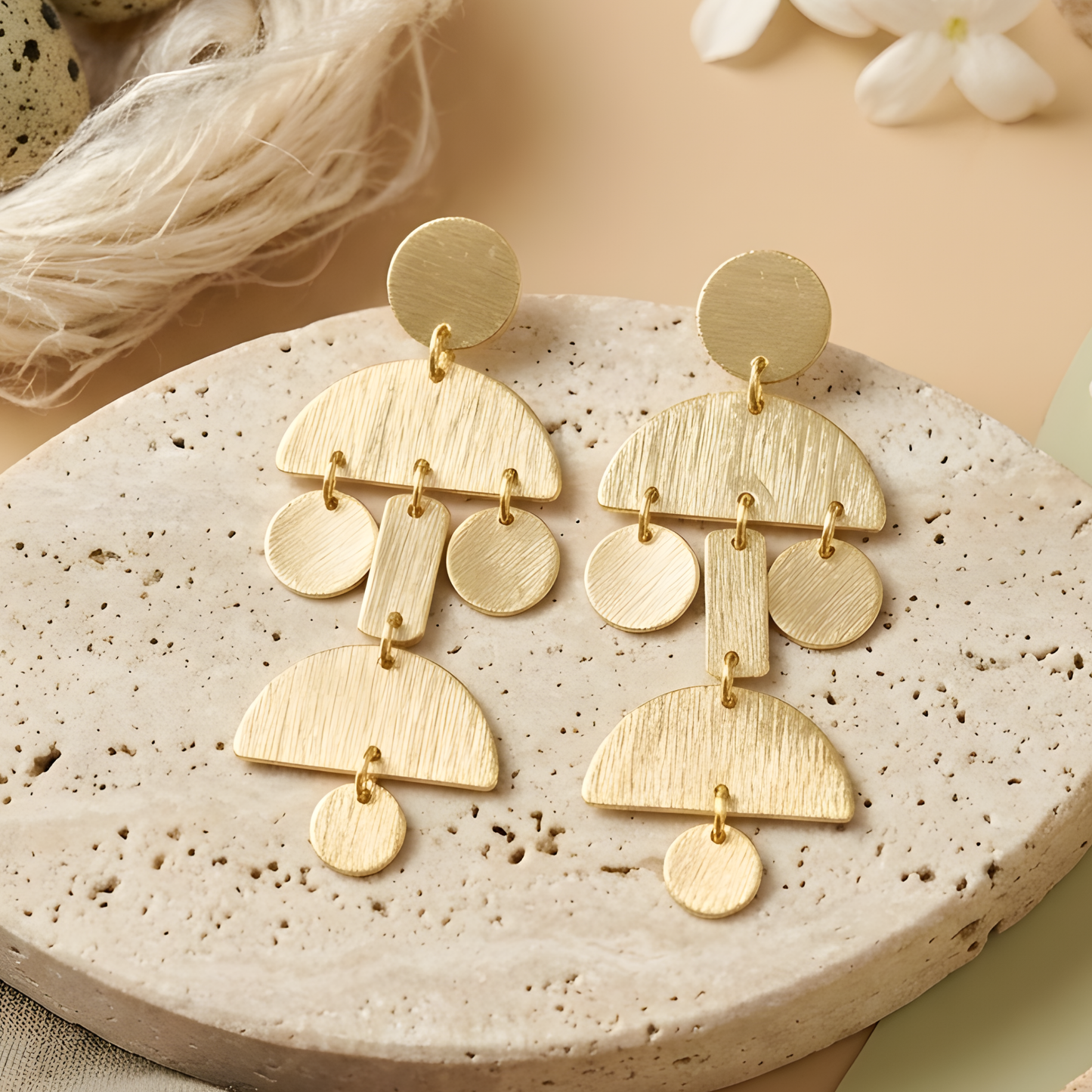 Love Brushed Gold Geometric Earrings