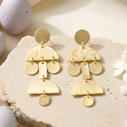 Love Brushed Gold Geometric Earrings