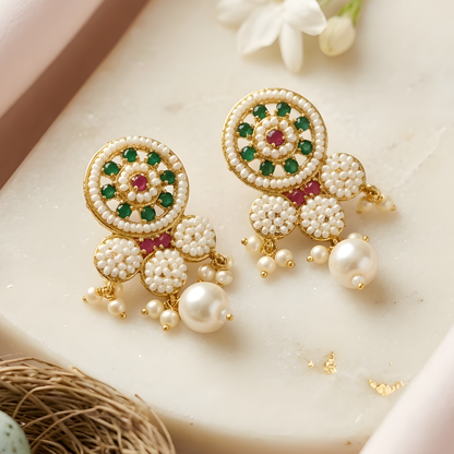 Rajwadi Pearl Choker Necklace Set