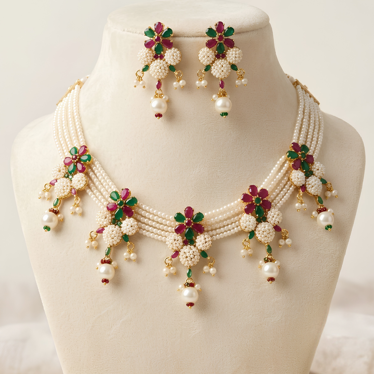 Floral Pearl Jewelry Set