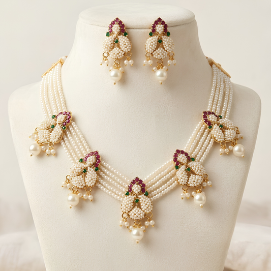 Multi-Layer Necklace Set with Earrings