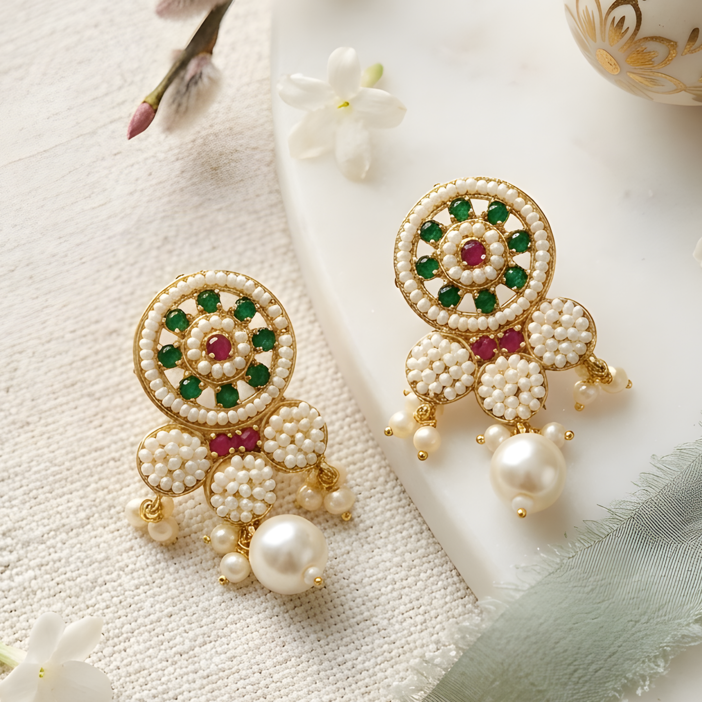 Rajwadi Pearl Choker Necklace Set