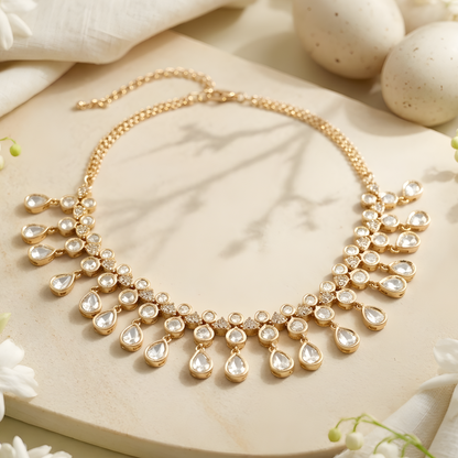Kundan Polki Necklace Set With Earrings