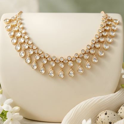 Kundan Polki Necklace Set With Earrings